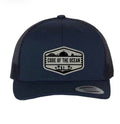 Trucker hat in Navy with leather patch